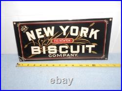 Vintage New York Biscuit Company Fig Newton Porcelain Metal Candy Gas Oil Sign