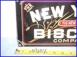 Vintage New York Biscuit Company Fig Newton Porcelain Metal Candy Gas Oil Sign
