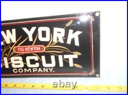 Vintage New York Biscuit Company Fig Newton Porcelain Metal Candy Gas Oil Sign