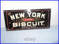 Vintage New York Biscuit Company Fig Newton Porcelain Metal Candy Gas Oil Sign
