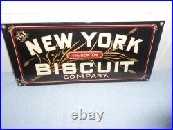 Vintage New York Biscuit Company Fig Newton Porcelain Metal Candy Gas Oil Sign
