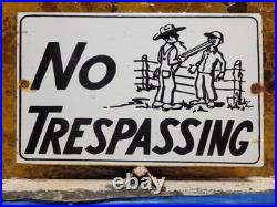 Vintage No Trespassing Porcelain Sign Old Farm Ranch Private Property Americana