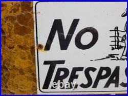 Vintage No Trespassing Porcelain Sign Old Farm Ranch Private Property Americana