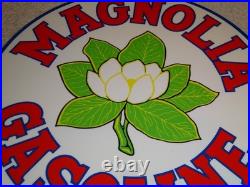 Vintage Nos! Magnolia Gasoline 11 3/4 Porcelain Metal Mobil Gas Oil Flower Sign