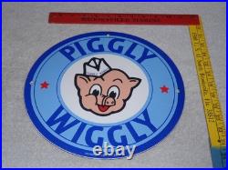 Vintage Nos Piggly Wiggly Self Service Grocery Store 11.75 Porcelain Metal Sign