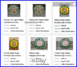 Vintage Nos Piggly Wiggly Self Service Grocery Store 11.75 Porcelain Metal Sign