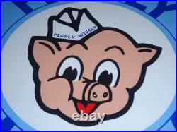 Vintage Nos Piggly Wiggly Self Service Grocery Store 11.75 Porcelain Metal Sign