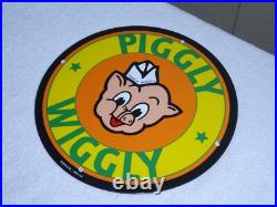 Vintage Nos Piggly Wiggly Self Service Grocery Store 11.75 Porcelain Metal Sign