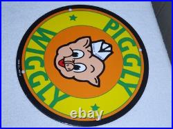 Vintage Nos Piggly Wiggly Self Service Grocery Store 11.75 Porcelain Metal Sign Vintage Nos Piggly Wiggly Self Service Grocery Store 11.75 Porcelain Metal Sign