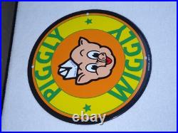 Vintage Nos Piggly Wiggly Self Service Grocery Store 11.75 Porcelain Metal Sign