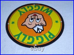 Vintage Nos Piggly Wiggly Self Service Grocery Store 11.75 Porcelain Metal Sign