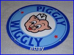 Vintage Nos Piggly Wiggly Self Service Grocery Store 11.75 Porcelain Metal Sign