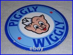 Vintage Nos Piggly Wiggly Self Service Grocery Store 11.75 Porcelain Metal Sign