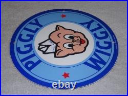 Vintage Nos Piggly Wiggly Self Service Grocery Store 11.75 Porcelain Metal Sign