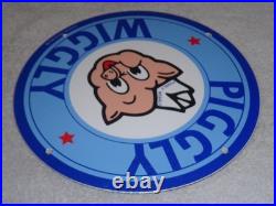 Vintage Nos Piggly Wiggly Self Service Grocery Store 11.75 Porcelain Metal Sign