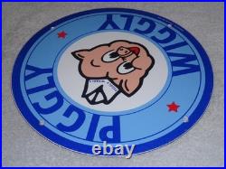 Vintage Nos Piggly Wiggly Self Service Grocery Store 11.75 Porcelain Metal Sign