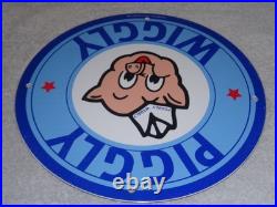 Vintage Nos Piggly Wiggly Self Service Grocery Store 11.75 Porcelain Metal Sign