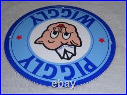Vintage Nos Piggly Wiggly Self Service Grocery Store 11.75 Porcelain Metal Sign