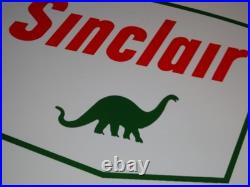 Vintage Nos Sinclair Gasoline Dinosaur 14 Porcelain Metal Service Station Sign