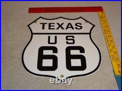 Vintage Nos Texas United States Us Route 66 11 3/4 Porcelain Metal Gas Oil Sign