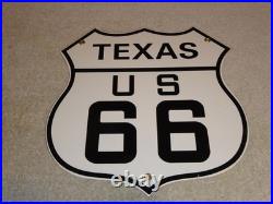 Vintage Nos Texas United States Us Route 66 11 3/4 Porcelain Metal Gas Oil Sign