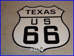 Vintage Nos Texas United States Us Route 66 11 3/4 Porcelain Metal Gas Oil Sign
