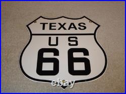 Vintage Nos Texas United States Us Route 66 11 3/4 Porcelain Metal Gas Oil Sign