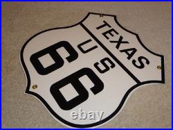 Vintage Nos Texas United States Us Route 66 11 3/4 Porcelain Metal Gas Oil Sign