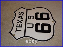 Vintage Nos Texas United States Us Route 66 11 3/4 Porcelain Metal Gas Oil Sign