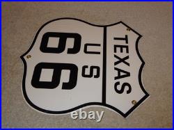 Vintage Nos Texas United States Us Route 66 11 3/4 Porcelain Metal Gas Oil Sign