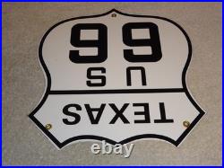 Vintage Nos Texas United States Us Route 66 11 3/4 Porcelain Metal Gas Oil Sign