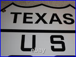 Vintage Nos Texas United States Us Route 66 11 3/4 Porcelain Metal Gas Oil Sign