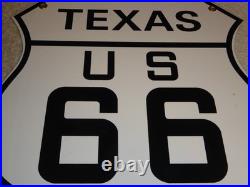 Vintage Nos Texas United States Us Route 66 11 3/4 Porcelain Metal Gas Oil Sign