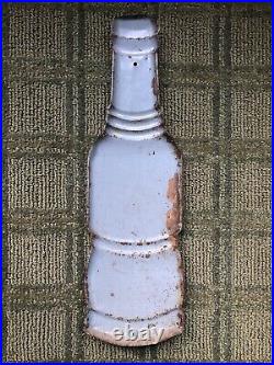 Vintage Nu Grape Nugrape Advertising Sign Bottle 17 Stamped Pressed Metal 1950s