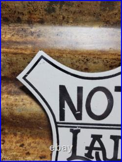 Vintage Nude Beach Porcelain Sign Old Notice Ladies Must Wear Bloomers Shield