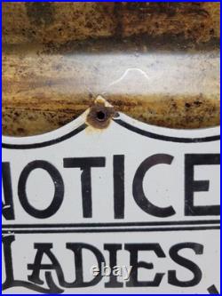 Vintage Nude Beach Porcelain Sign Old Notice Ladies Must Wear Bloomers Shield