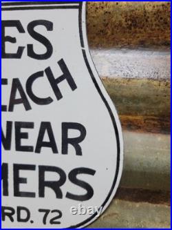 Vintage Nude Beach Porcelain Sign Old Notice Ladies Must Wear Bloomers Shield