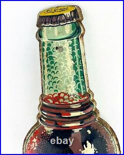 Vintage Nugrape Soda Bottle Sign Painted Metal 17 x 5'' Advertising