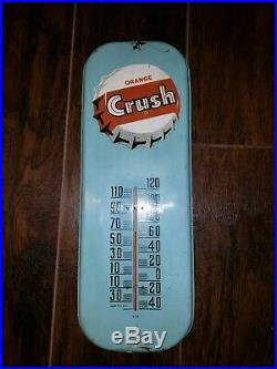 Vintage ORANGE CRUSH Soda Pop Metal Advertising Thermometer sign