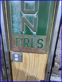 Vintage ORIGINAL 1983 Remington Tires Vertical Embossed Metal Sign Nice Patina