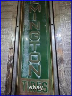 Vintage ORIGINAL 1983 Remington Tires Vertical Embossed Metal Sign Nice Patina