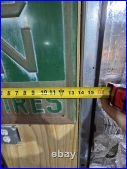 Vintage ORIGINAL 1983 Remington Tires Vertical Embossed Metal Sign Nice Patina