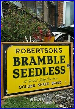 Vintage ORIGINAL Old Metal Advertising Enamel Shop Sign, ROBERTSONS BRAMBLE seed