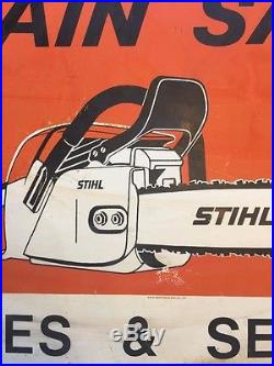 Vintage ORIGINAL STIHL Chain Saw metal Dealer signs Double Sided 36x28