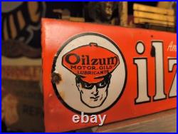 Vintage Oilzum 12'' Porcelain Metal Sign Gasoline Gas Oil Petroleana
