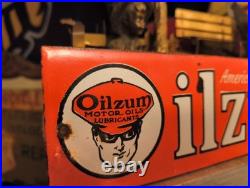 Vintage Oilzum 12'' Porcelain Metal Sign Gasoline Gas Oil Petroleana