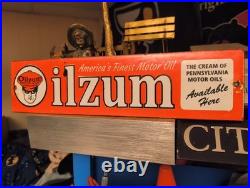 Vintage Oilzum 12'' Porcelain Metal Sign Gasoline Gas Oil Petroleana