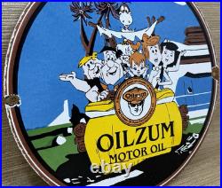 Vintage Oilzum Motor Oil Porcelain Sign Metal White & Bagley USA Gas Station