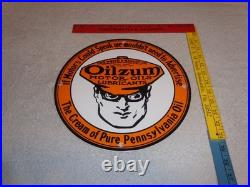 Vintage Oilzum Motor Oils Lubricants White & Bagley Co. Porcelain Metal Gas Sign