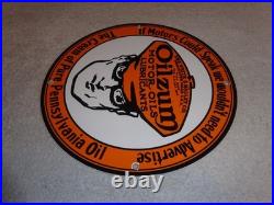 Vintage Oilzum Motor Oils Lubricants White & Bagley Co. Porcelain Metal Gas Sign